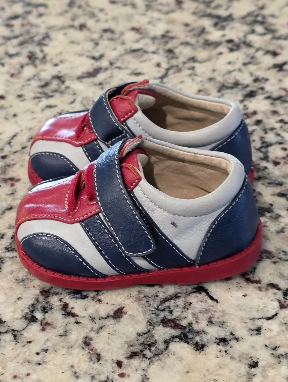 See Kai Run Toddler Red, Navy & Gray Leather Sneakers Size 3c